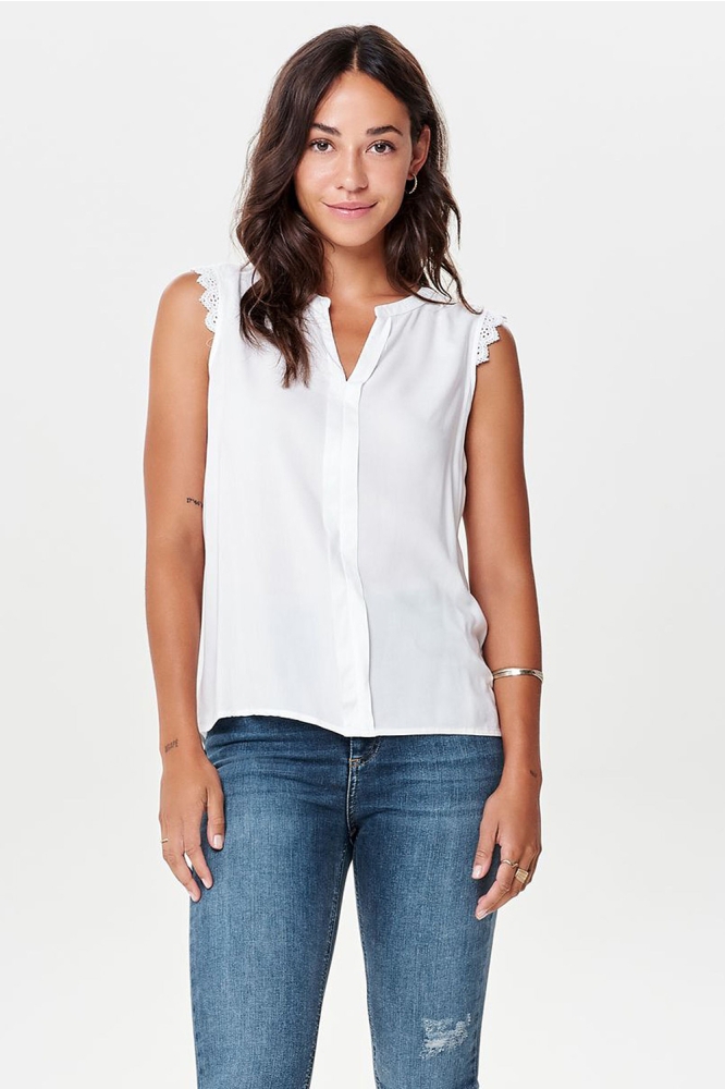 onlKIMMI S/L TOP WVN NOOS 15157656 White